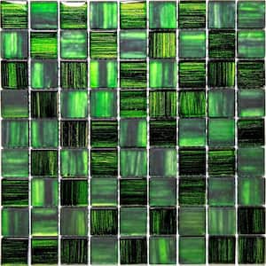 Green 11.3 in. x 11.3 in. Polished and Matte Finished Glass Mosaic Tile (4.43 sq. ft./Case)