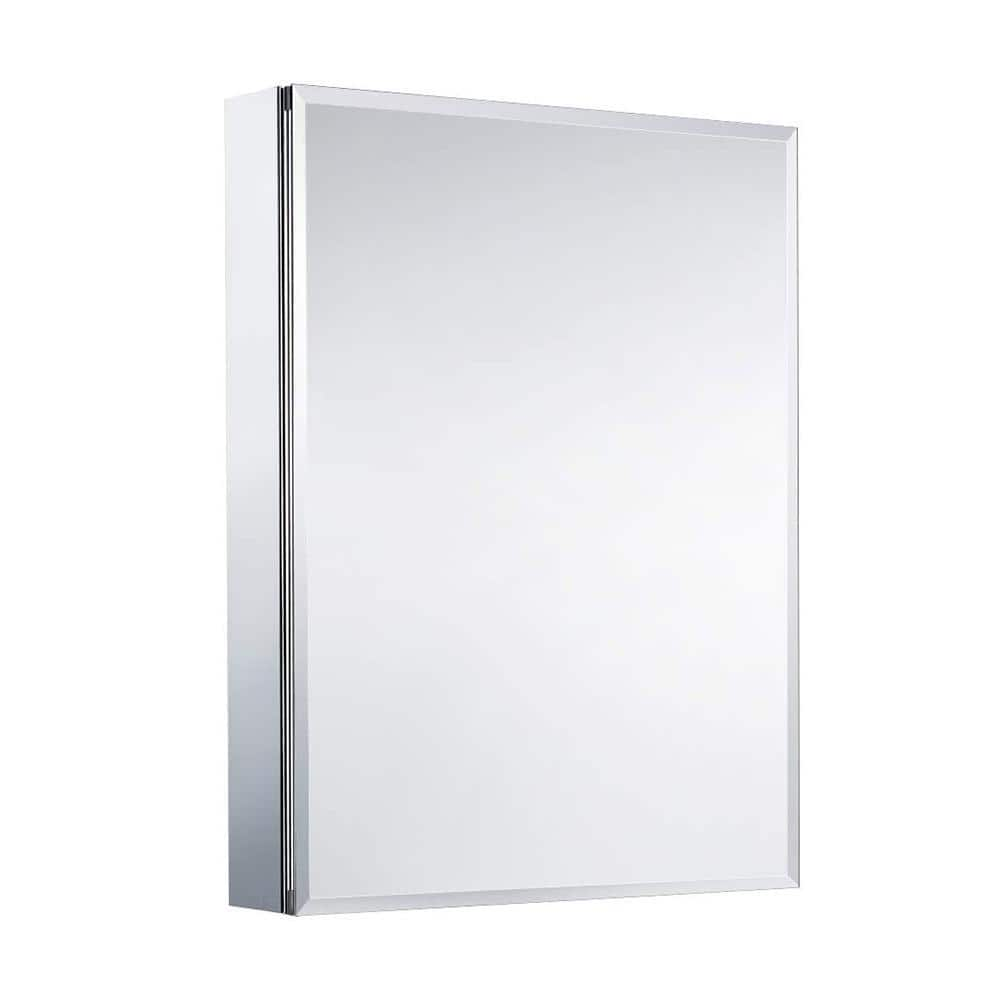 20 in. W x 26 in. H Rectangular Silver Aluminum Recessed or Surface Mount Medicine Cabinet with Mirror (Type A) -  FORCLOVER, ASM-C01-2026