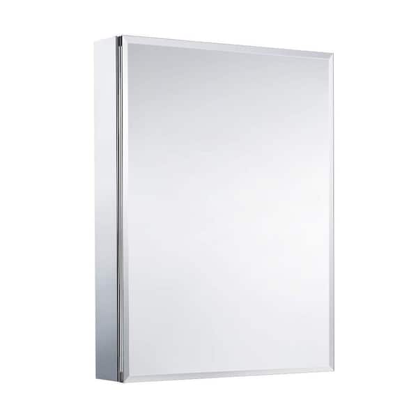 FORCLOVER 20 in. W x 26 in. H Rectangular Silver Aluminum Recessed or Surface Mount Medicine Cabinet with Mirror (Type A)