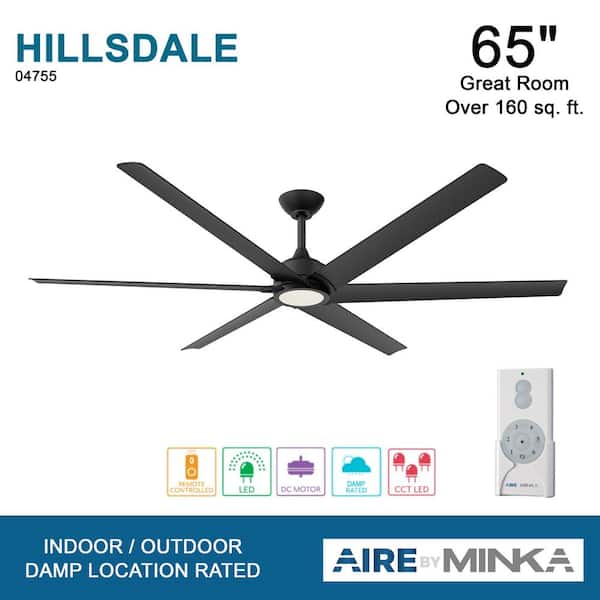 Hillsdale 65 in. Integrated LED Indoor/Outdoor Coal Ceiling Fan with Light Kit and Remote Control