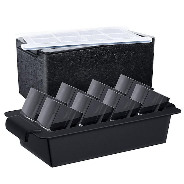 Modern Black Finish Square Crystal Ice Mold Shape Kitchen Ice Cube Tray for Cocktail Whiskey Bourbon Drinks 1 Piece