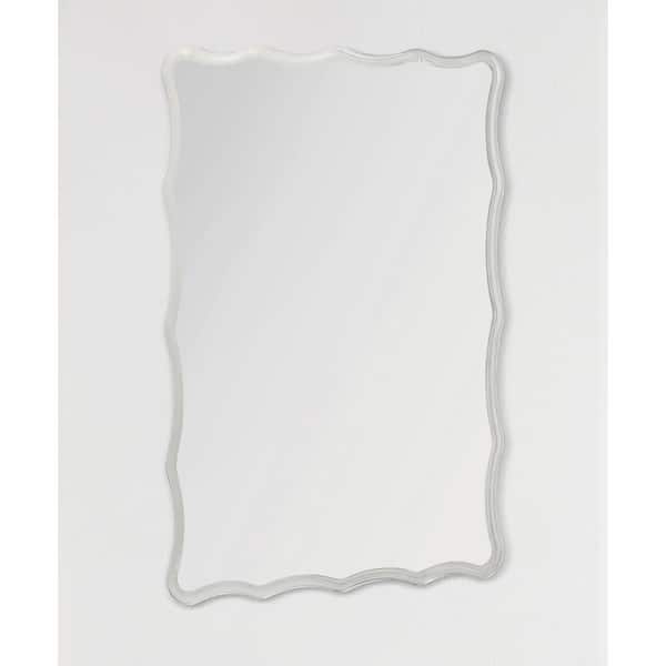 Decor Wonderland Ridge 23.6 in. W x 39.5 in. H Large Rectangular Frameless Wall Mount Bathroom Vanity Mirror with Dual Mounting Brackets