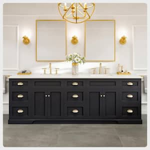 Epic 96 in. W x 22 in. D x 34 in. H Double Bathroom Vanity in Charcoal Gray with White Quartz Top with White Sinks