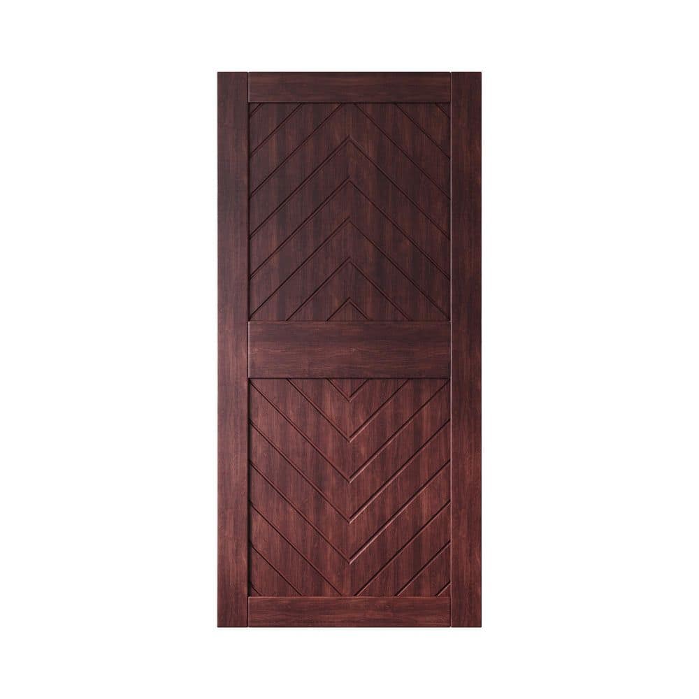 JT2 36 in. x 84 in. C-Panel Solid Core Red Mahogany Fishbone Design Pine Wood Interior Sliding Barn Door Slab price history on PriceWatchPro