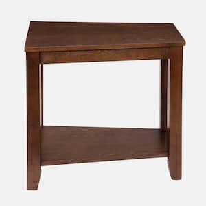 16 in. Espresso Wedge Shape Wood End Table with Lower Shelf