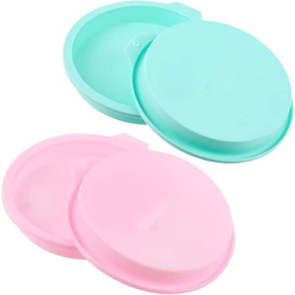 4 Piece Rainbow Cake Pan Set Pink Blue Silicone Non-Stick Baking Molds Oven Freezer Safe Layer Cake Set