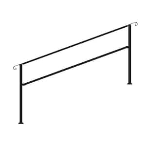 36 in. H x 82 in. W Black Iron Stair Railing Kit Handrails Adjustable Exterior Stair for Outdoor Steps Fit 5 or 6 Step