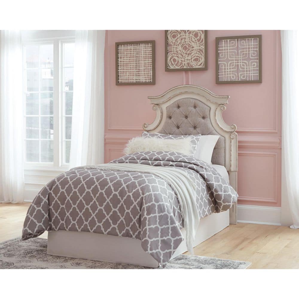 Twin Beige Tufted Upholstered Wood Panel Headboard