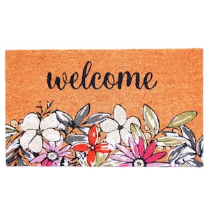 Sunnydaze Decor Autumnal Floral Entrance Mat, Red