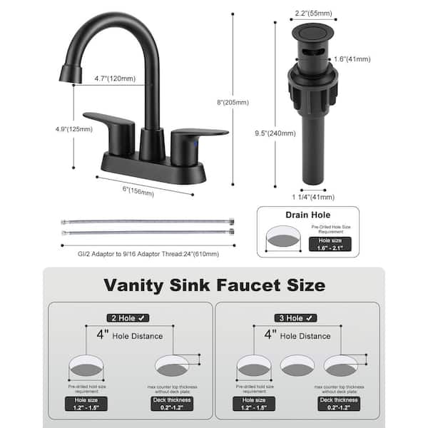 IVIGA 4 in. Centerset Double Handle Bathroom Faucet with Swivel
