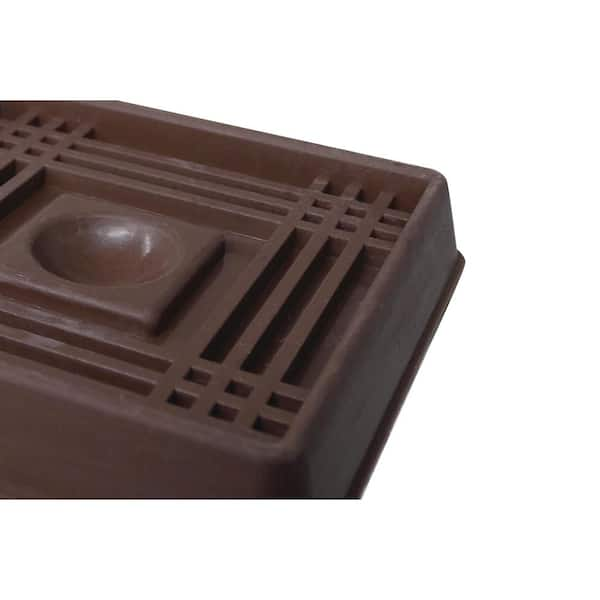 3 in. Brown Square Smooth Rubber Floor Protector Furniture Cups for Carpet  & Hard Floors (2-Pack)