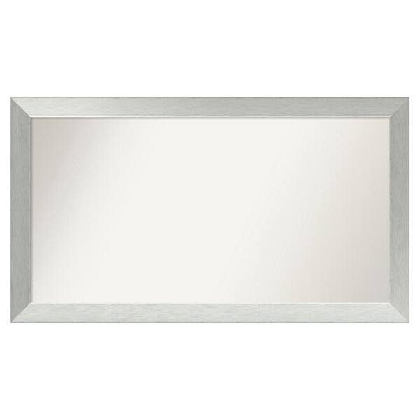 Amanti Art Brushed Sterling Silver 46 in. x 26 in. Custom Non-Beveled Wood Framed Bathroom Vanity Wall Mirror