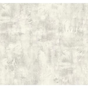 60.75 sq. ft. Metallic Silver and Snowstorm Rustic Stucco Faux Paper Unpasted Wallpaper Roll