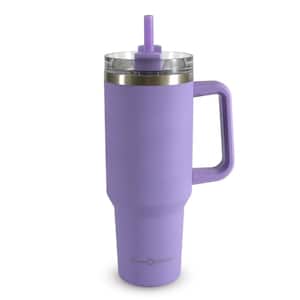 40 Oz. Purple Double Wall Stainless Steel Tumbler with Handle