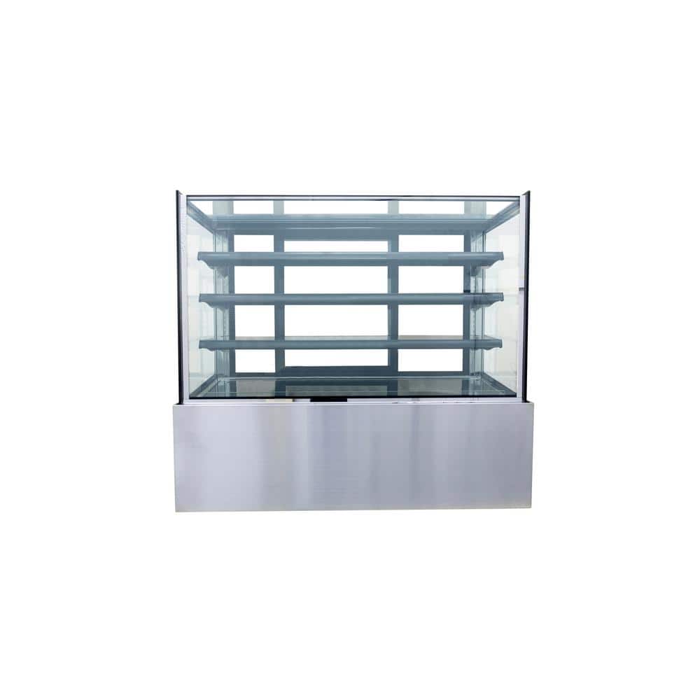 71 in. 26.8 cu. ft. Commercial Bakery Display Case Refrigerator in Silver with 3-Adjustable Shelves and LED Lighting