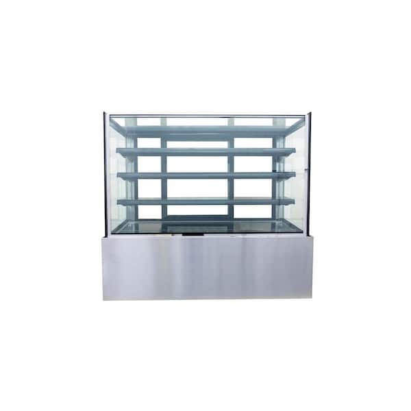 Biscayne Bay 71 in. 26.8 cu. ft. Commercial Bakery Display Case Refrigerator in Silver with 3-Adjustable Shelves and LED Lighting