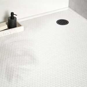 Bliss Penny White 11.49 in. x 12.32 in. Polished Ceramic Floor and Wall Mosaic Tile (0.98 Sq. Ft./Each)