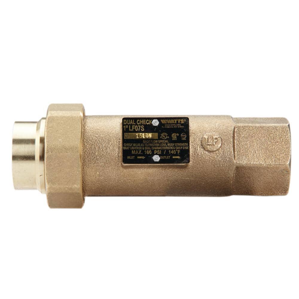 Watts 1 in. Fire Sprinkler Dual Check Backflow Preventer Lead Free -  0122588
