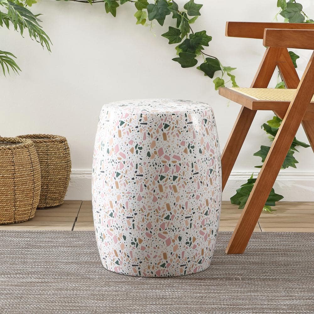 Chiara White Terrazzo Ceramic Garden Stool