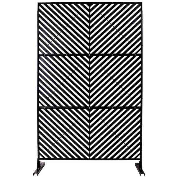 Kahomvis 6.3 ft. x 4 ft. Black Outdoor Steel Decorative Privacy