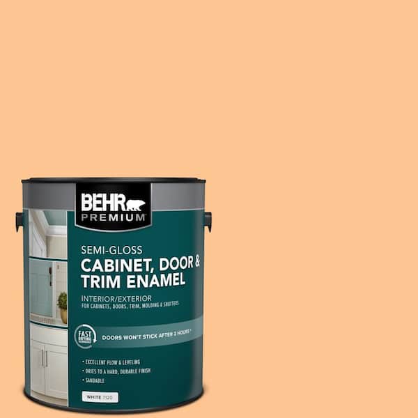 BEHR PREMIUM 1 gal. #P220-4 Dainty Apricot Semi-Gloss Enamel Interior/Exterior Cabinet, Door & Trim Paint