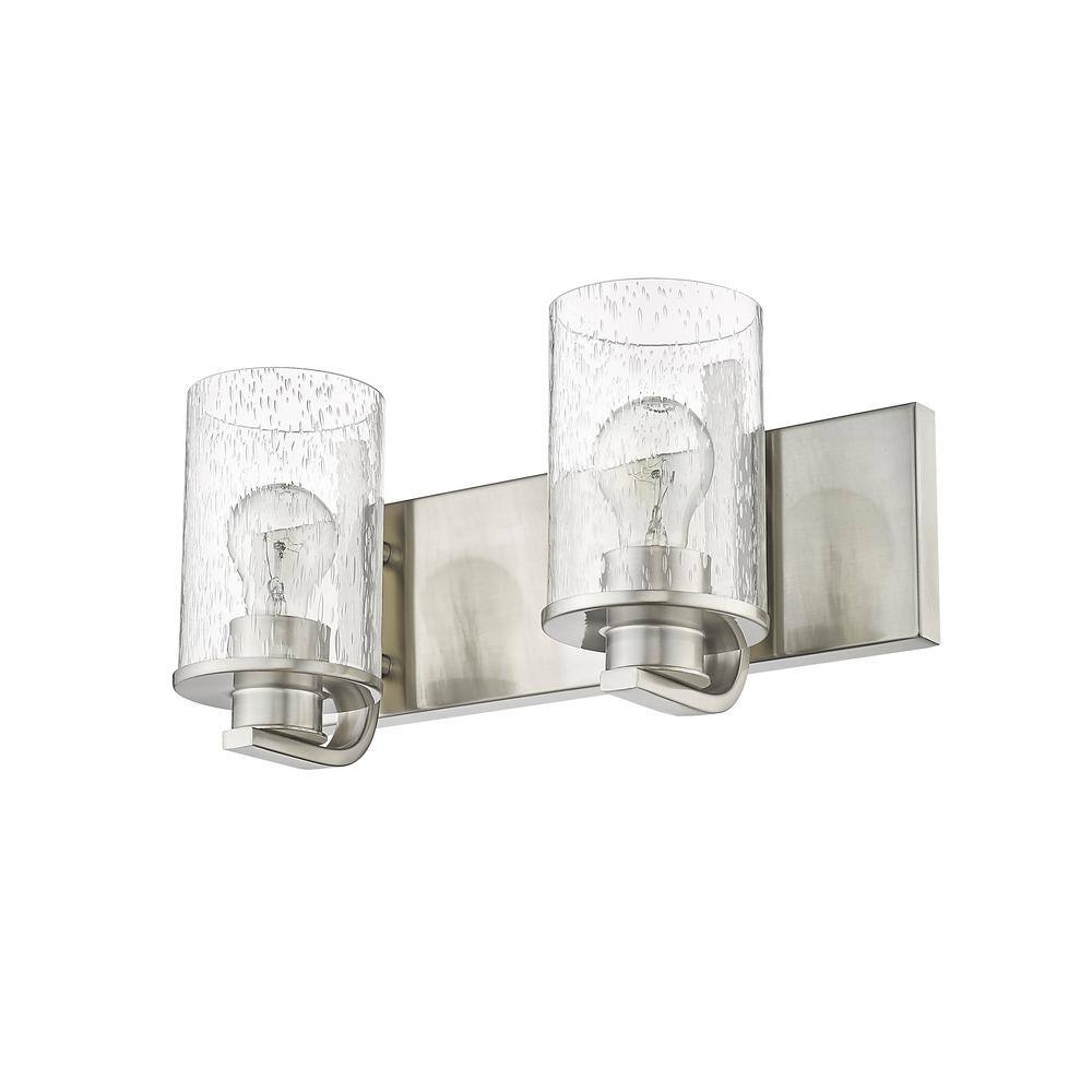 Beckett Brushed Nickel 2-Light Vanity with Clear Seedy Glass