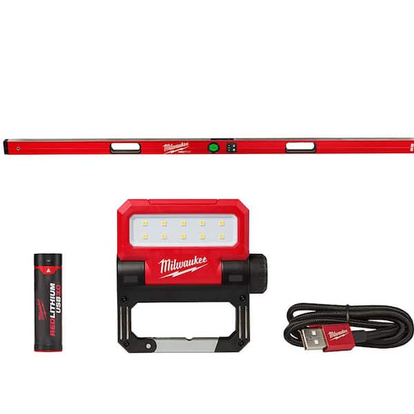 Milwaukee 72 in. REDSTICK Digital Box Level with Pin-Point Measurement Technology and 550 Lumens LED Rechargeable Flood Light