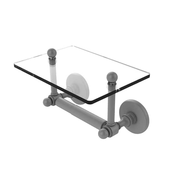 Allied Brass Prestige Skyline  Wall Mounted Toilet Paper Holder in Matte Gray with Glass Shelf