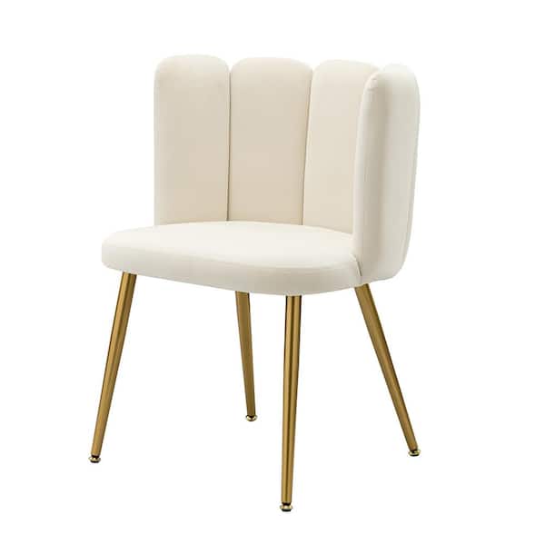 ARTFUL LIVING DESIGN Yginio Ivory Velvet Side Chair with Metal Legs