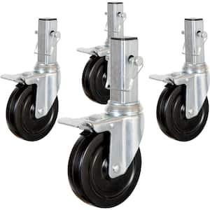 5 in. Caster Wheels with Locking Pins, Heavy Duty Dual Locking Casters, Scaffolding Tools for Baker Scaffold (Set of 4)