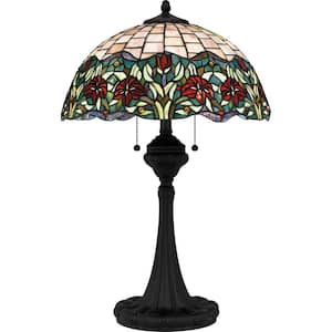 Venice 27 .5 in. Matte Black Table Lamp with Multicolor Art Glass Shade