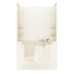 Rampart Wheelchair Accessible 5 ft. Walk-in Whirlpool Bathtub with 6 in. Tile Easy Up Adhesive Wall Surround in Biscuit