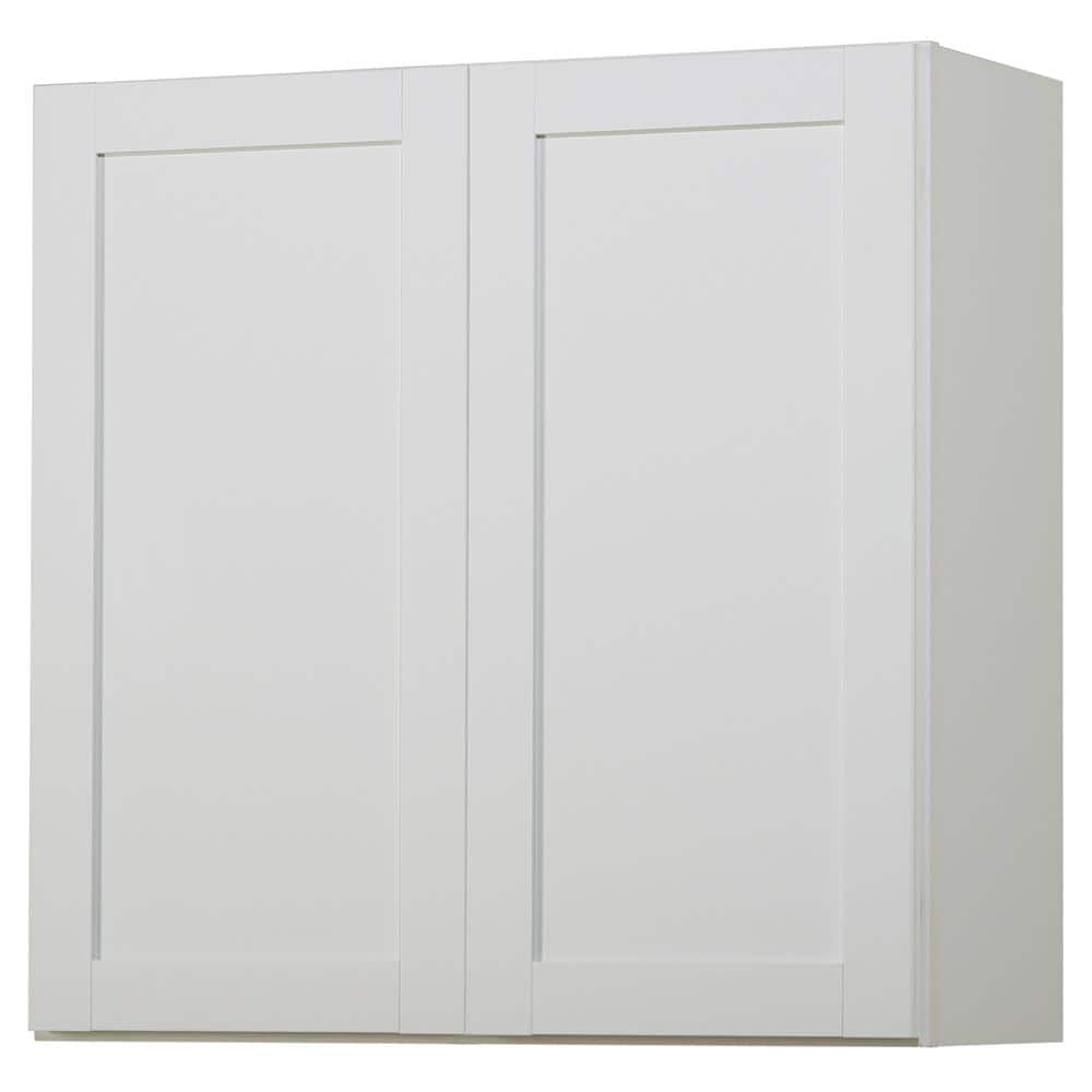 30 in. W x 12 in. D x 30 in. H Hampton Bay Westfield Feather White Assembled Wall Kitchen Cabinet 