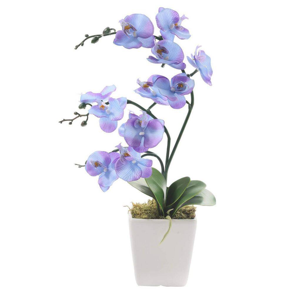 15 in. Tall Artificial Silk Phalaenopsis Orchid Flower Plant Pot