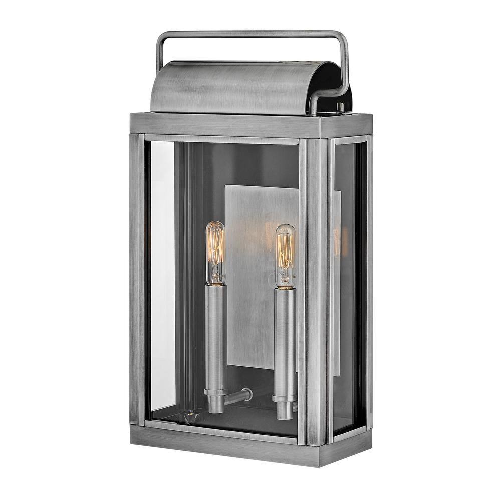 HINKLEY Sag Harbor 2-Light Antique Brushed Aluminum Hardwired Outdoor ...