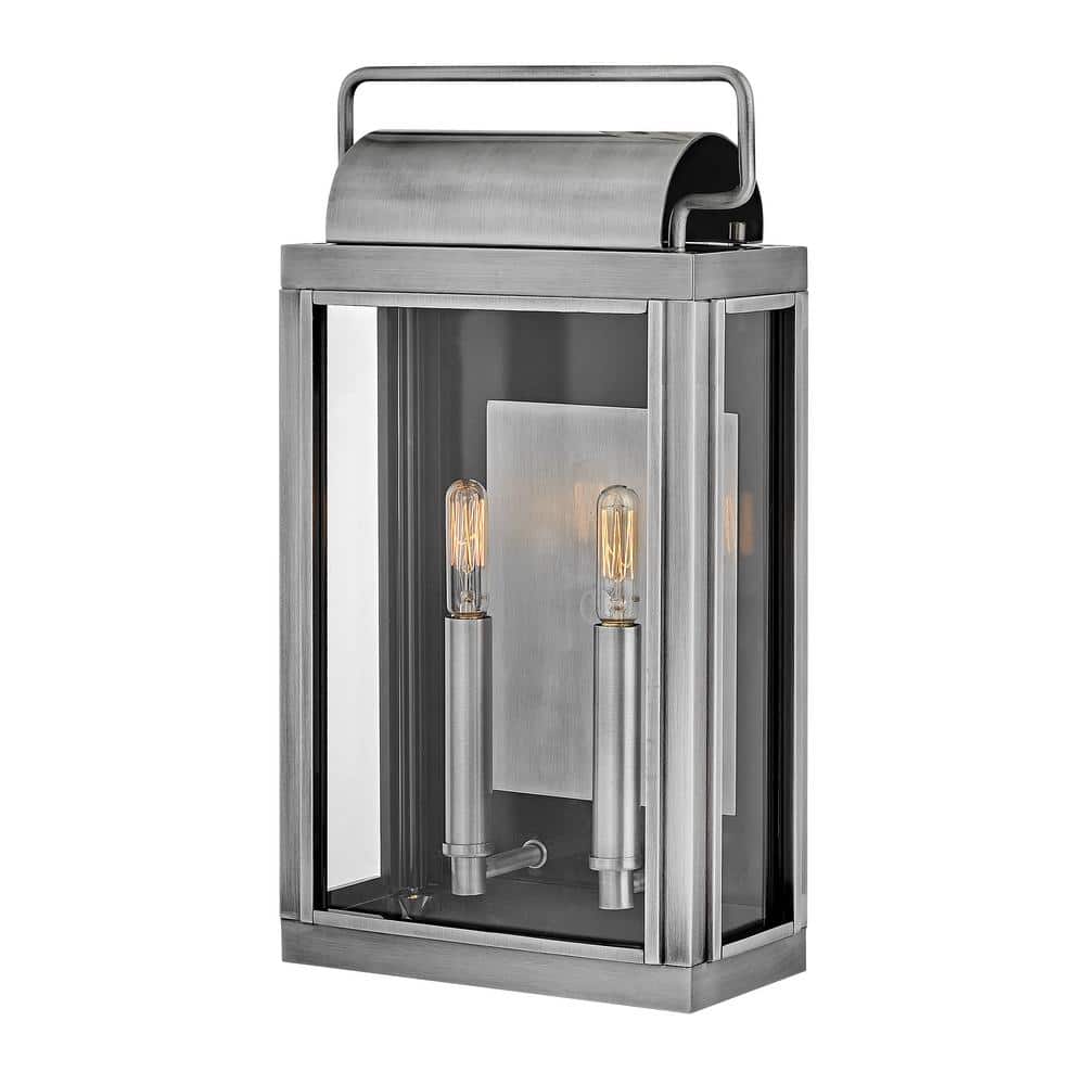 Sag Harbor 2-Light Antique Brushed Aluminum Hardwired Outdoor Wall Lantern Sconce price history on PriceWatchPro