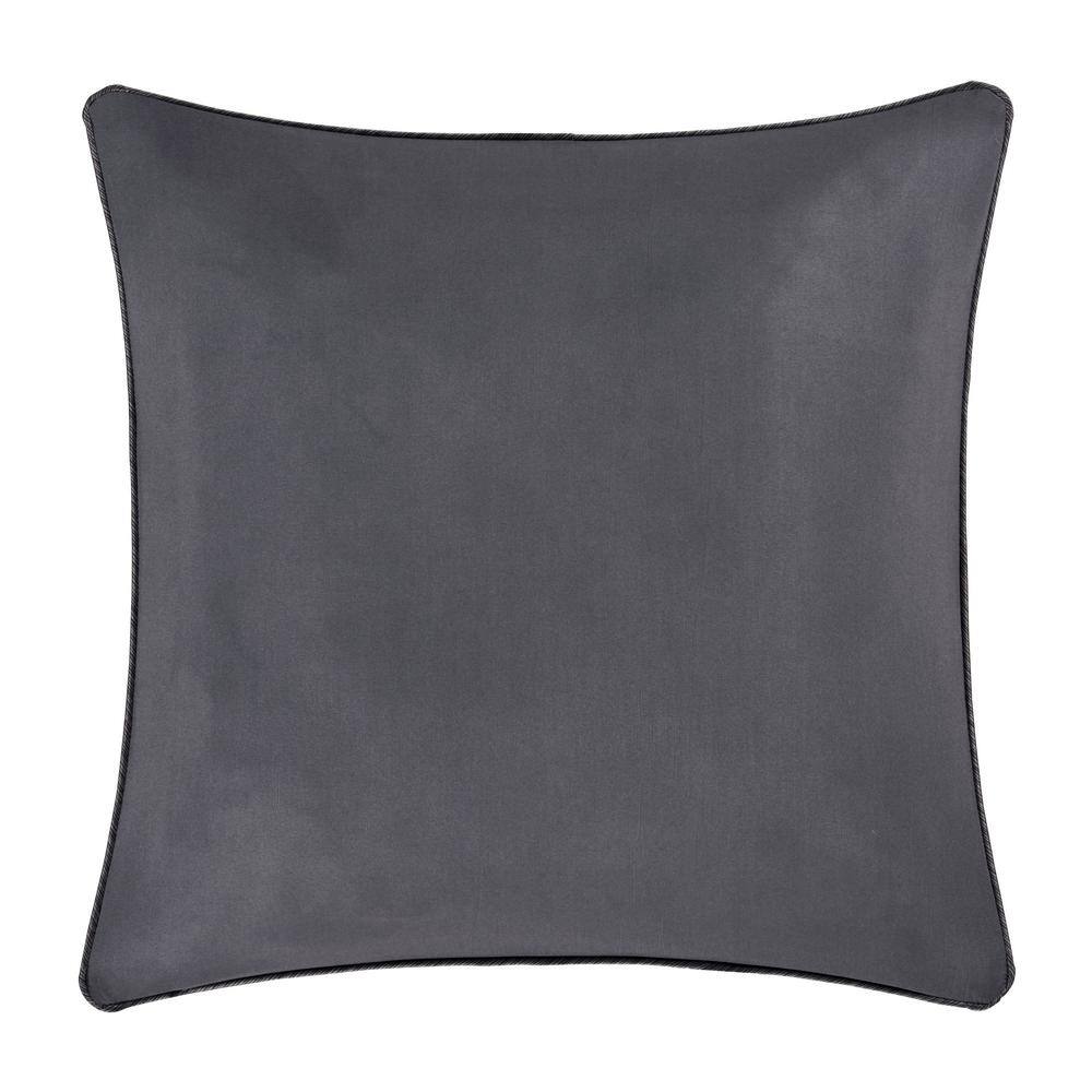 Charcoal Gray Satin Euro Sham with Geometric Border