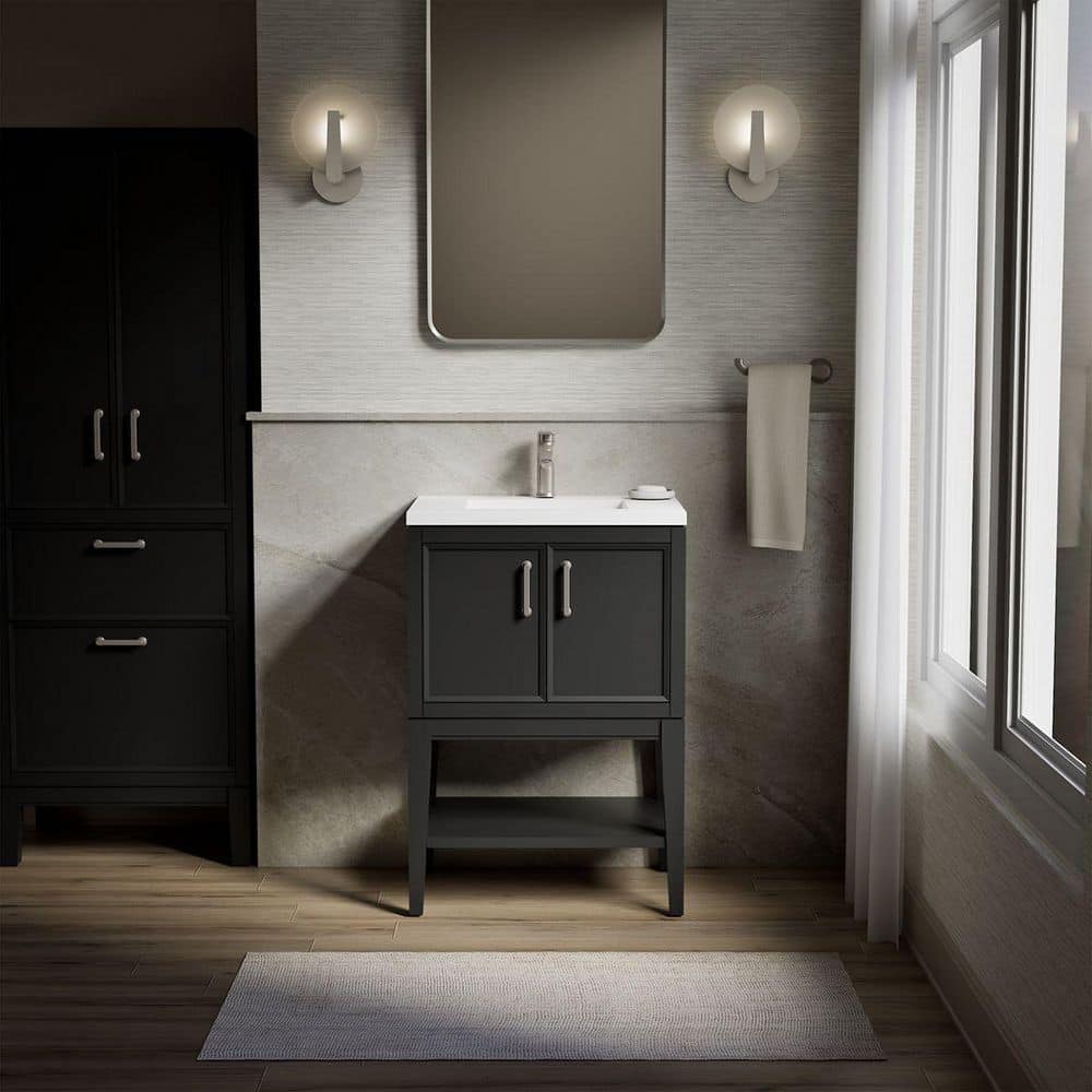 Winnow 24 in. Single Sink Freestanding Slate Grey Bath Vanity with White Quartz Top Assembled price history on PriceWatchPro