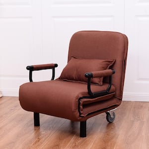 25 in. Width Big and Tall Brown Polyester Convertible Ergonomic Recliner