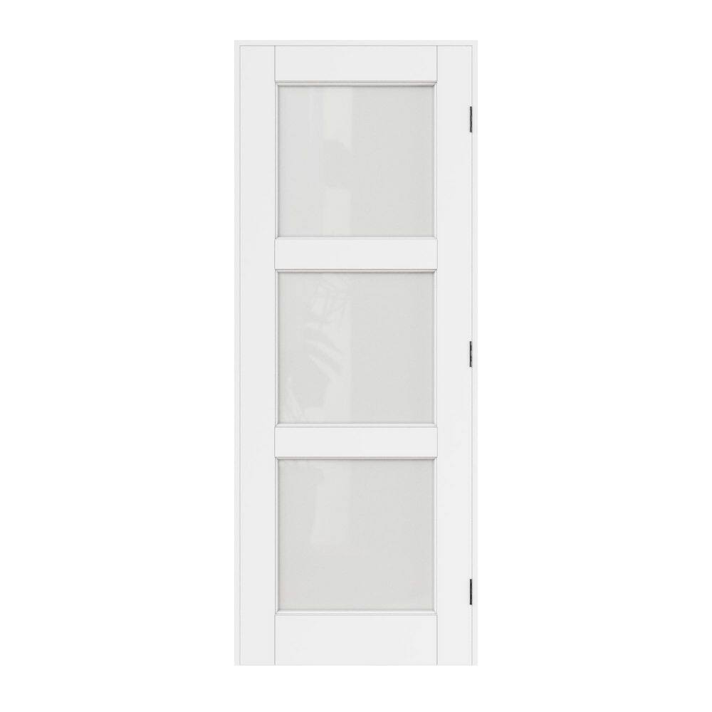 Assembly Required 30 in. x 96 in. 3-Lite Frosted Glass Left-Handed White MDF Door Kit w/Separate Jamb price history on PriceWatchPro