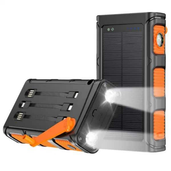 Etokfoks 50000mAh Solar Power Bank Portable Fast Charger with Compass LED  Flashlight in Orange (1-Pack) MLSA21LT004 - The Home Depot