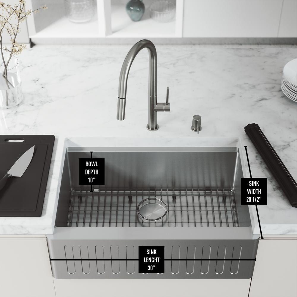 Oxford 30" Stainless Steel Farmhouse Kitchen Sink with Accessories