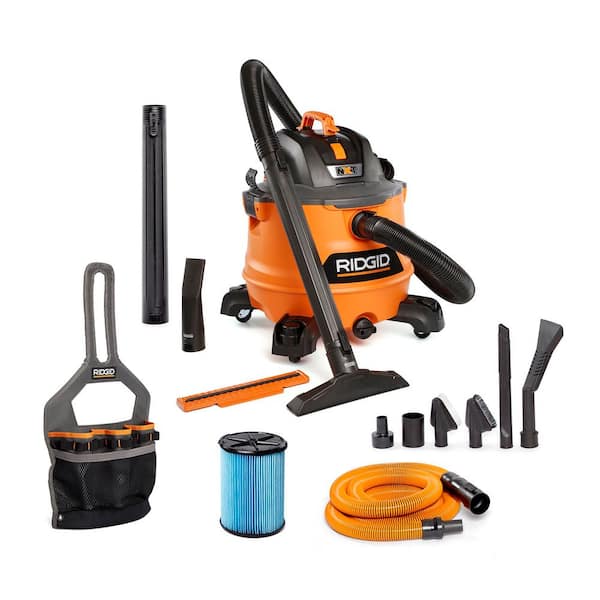 14 Gal. 6.0 Peak HP NXT Shop Vacuum HD1401 Wet Dry Vac with Filter, Hose, Car Cleaning Kit and Accessory Storage Bag