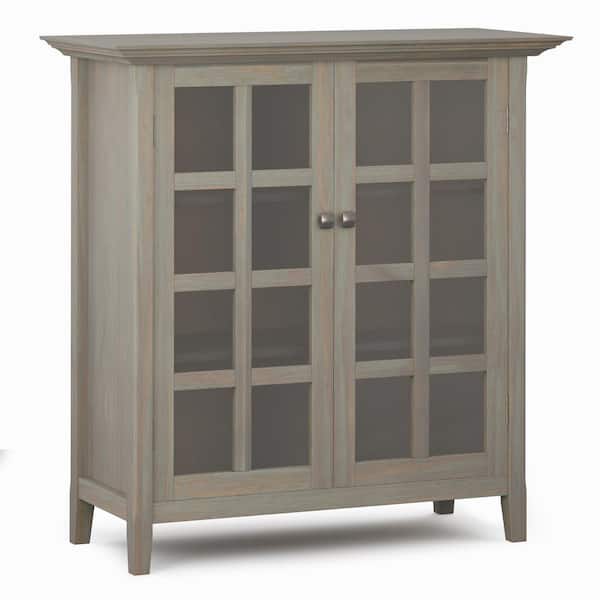Acadian Solid Wood 39 in. Wide Transitional Medium Storage Cabinet in Distressed Grey