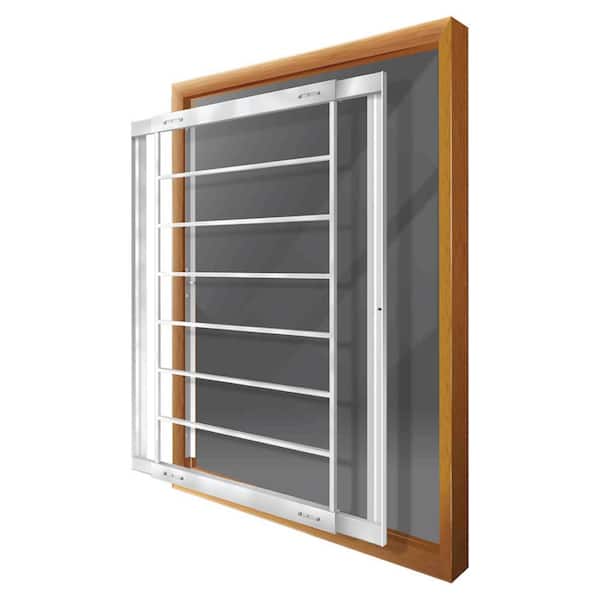 Mr. Goodbar Removable 21 in. to 28 in. Adjustable Width 8-Bar Window Guard, White