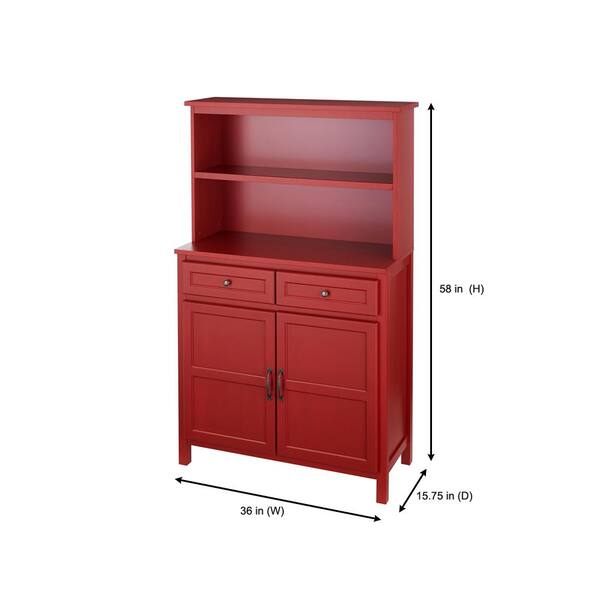 Stylewell Chili Red Wood Transitional, Red Kitchen Buffet Cabinet