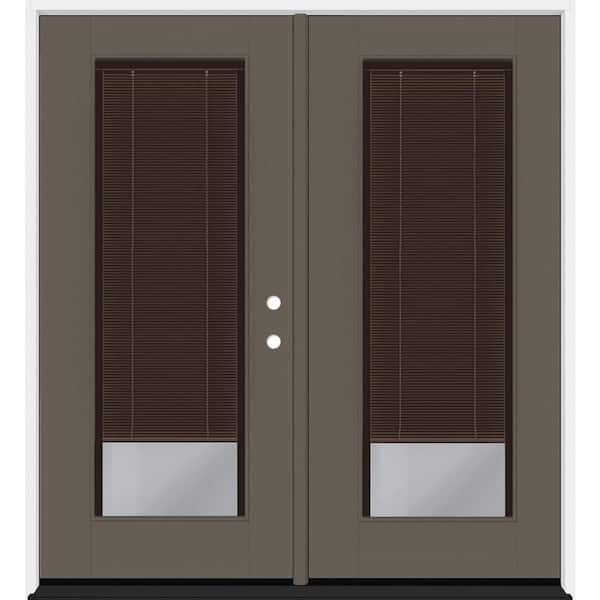 Legacy 72 in. x 80 in. Full Lite Clear Glass Mocha Miniblind Kindling LHIS Fiberglass Retro Patio Door with 4 in. Jamb