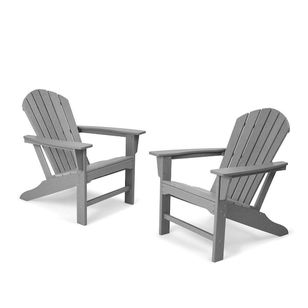 EDYO LIVING Gray 2-Piece Plastic HDPE Patio Conversation Set (2-Piece Adirondack Chair)