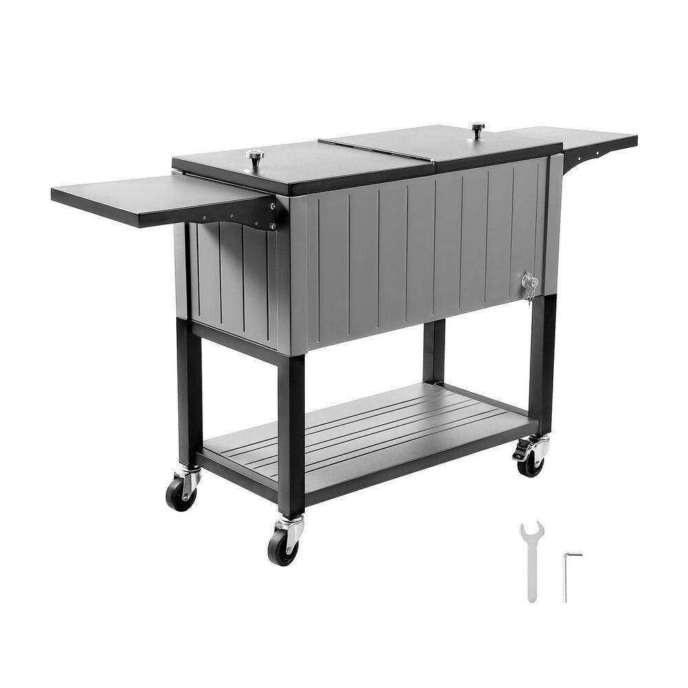 80 qt. Rolling Ice Chest, Holds up to 50-Bottles / 110-Cans, Portable Patio Party Bar Drink Cooler Cart, Bottom Shelf price history on PriceWatchPro