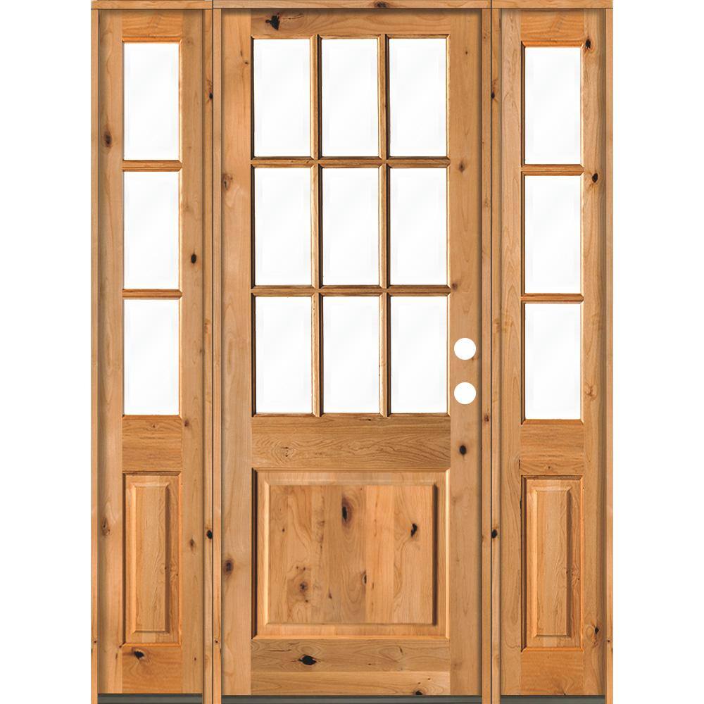 Krosswood Doors 64 in. x 96 in. Rustic Knotty Alder Clear 9Lite clear stain Wood Left Hand